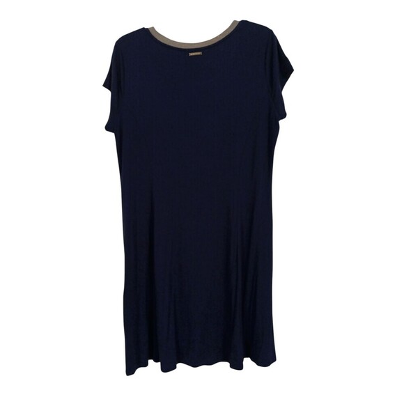 Michael Kors Dress XL Navy Metallic Gold Neckband Stretch Pullover Cap Sleeve - Picture 2 of 8